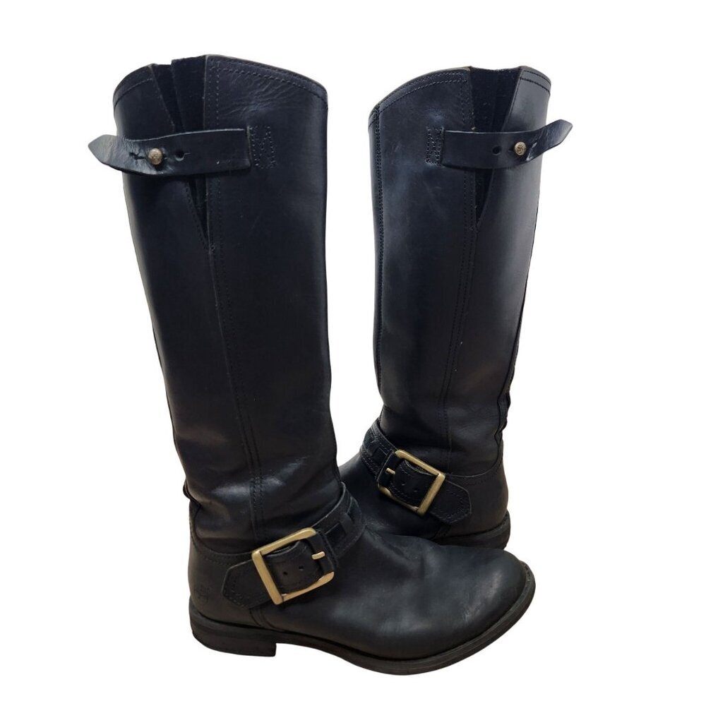 Timberland Savin Hill Black Leather Tall Riding Boots Western Women's 6